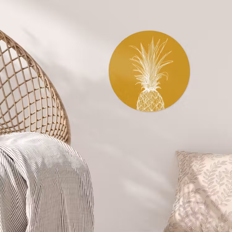 Behangcirkel - Lijnillustratie - Ananas - Bladkroon - Okergeel — 5