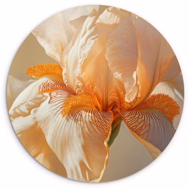 Muurcirkel - Iris Close-up Beige