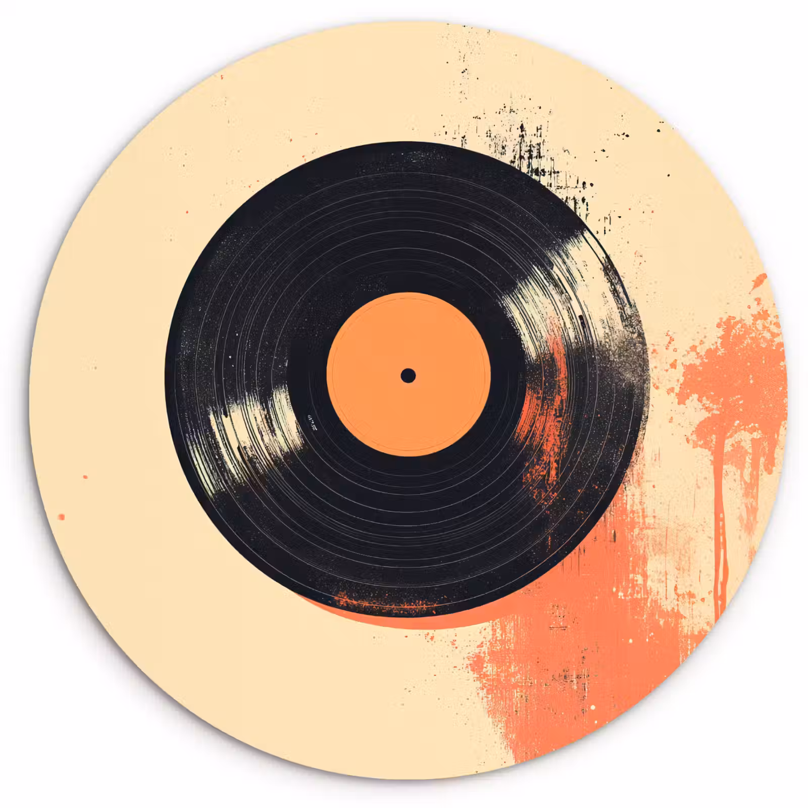 Muurcirkel - Vinylplaat - Zwart - Verfspatten - Retro — 1