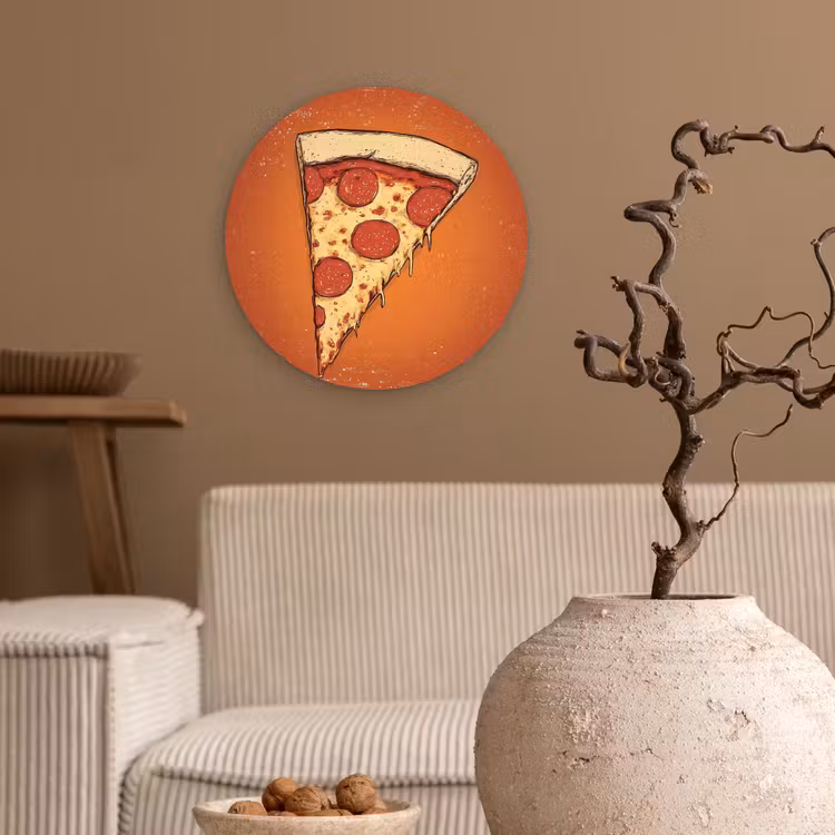 Muurcirkel - Pizza - Kaas - Rood - Pepperoni — 2