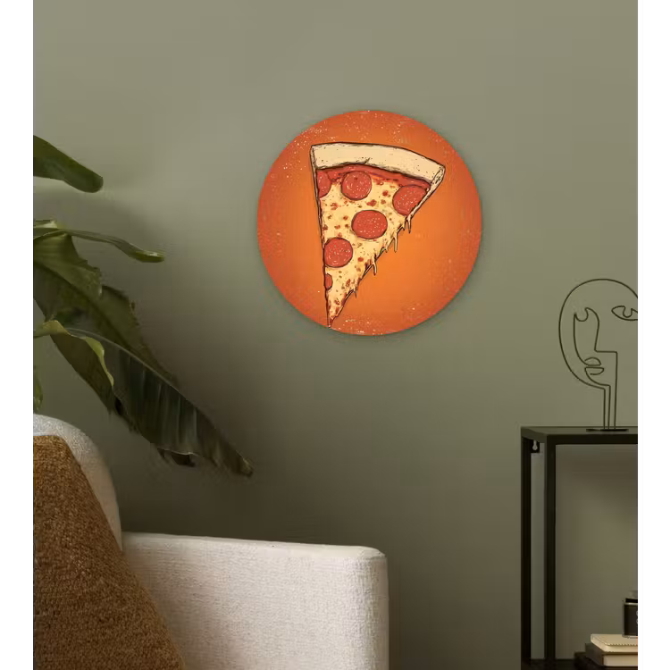 Muurcirkel - Pizza - Kaas - Rood - Pepperoni — 3