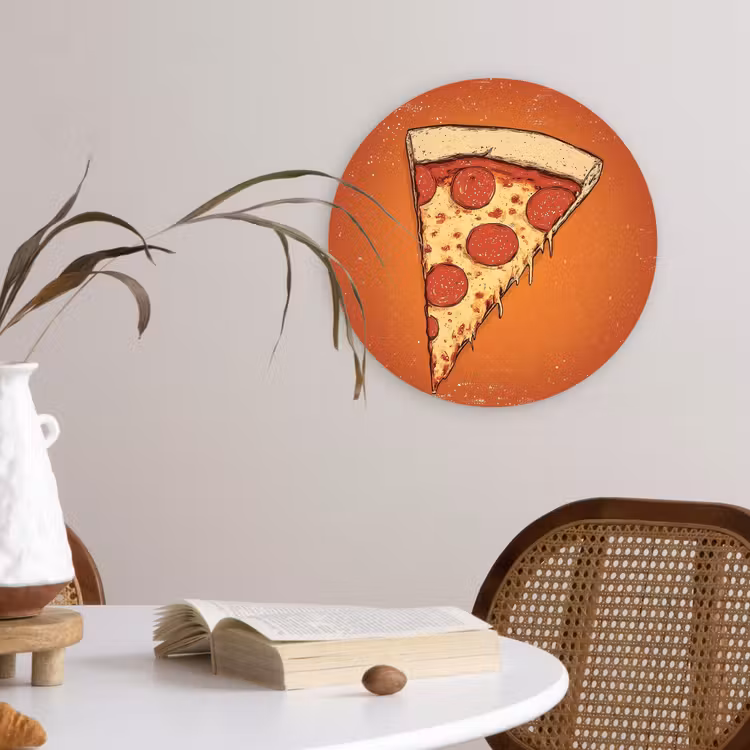 Muurcirkel - Pizza - Kaas - Rood - Pepperoni — 4