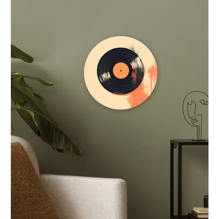 Muurcirkel - Vinylplaat - Zwart - Verfspatten - Retro — 3