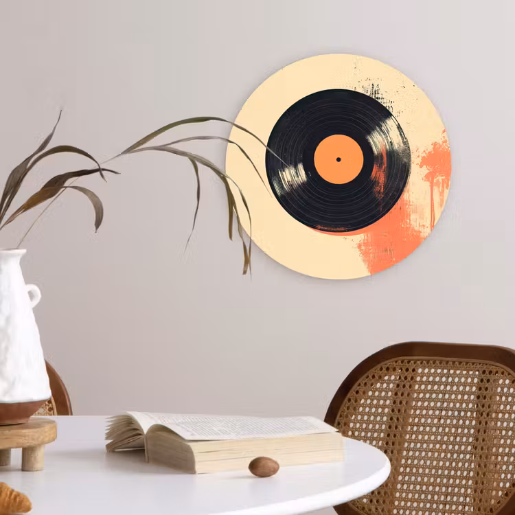 Muurcirkel - Vinylplaat - Zwart - Verfspatten - Retro — 4