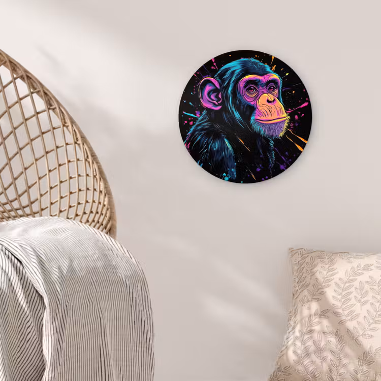 Muurcirkel - Aap - Verf - Neon - Kleur — 5