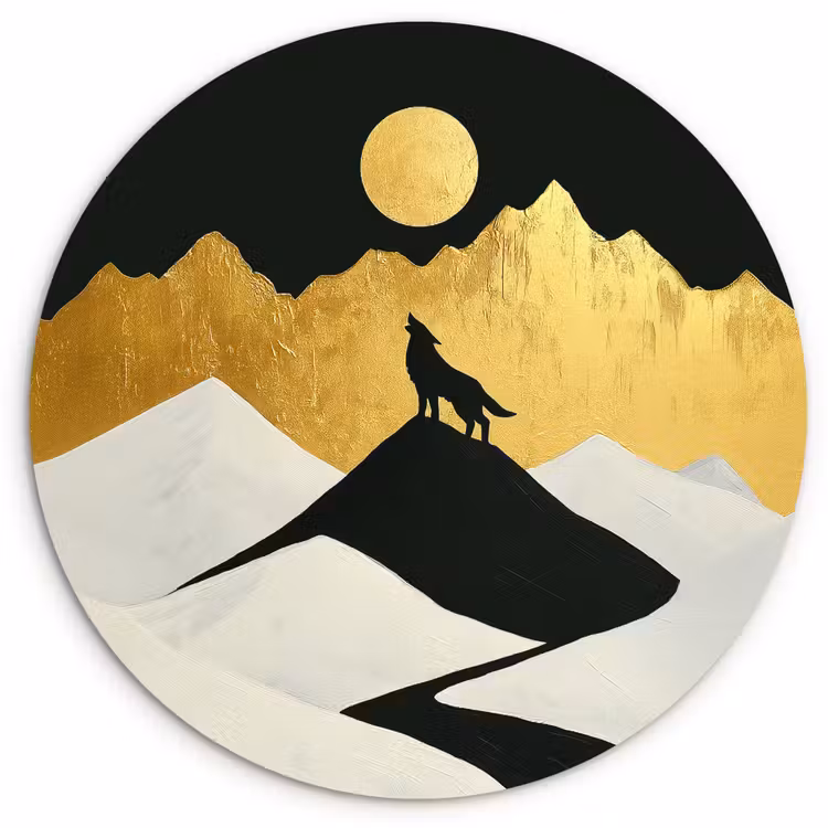 Muurcirkel - Wolf - Bergen - Maan - Zwart — 1