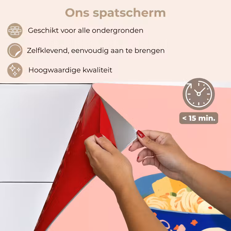 Spatscherm keuken - Noodles - Kom - Blauw - Illustratie — 4