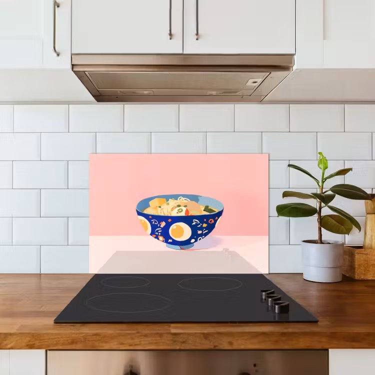 Spatscherm keuken - Noodles - Kom - Blauw - Illustratie — 6