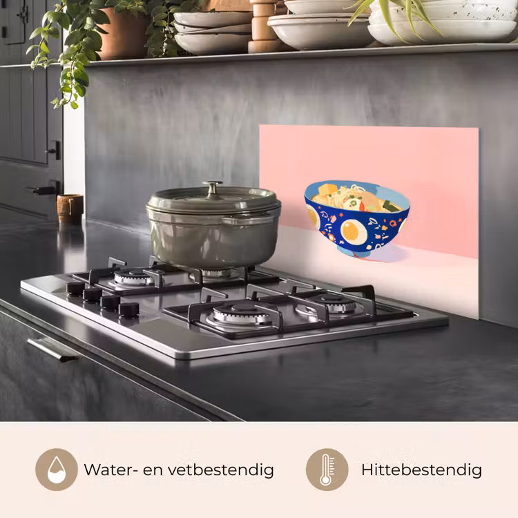 Spatscherm keuken - Noodles - Kom - Blauw - Illustratie — 7