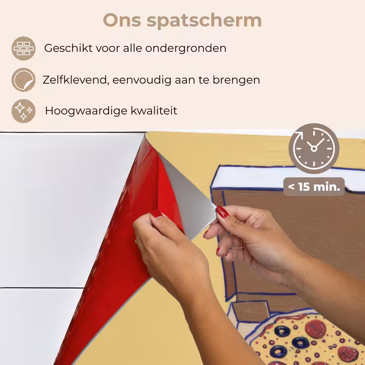 Spatscherm keuken - Pizza - Doos - Salami - Illustratie — 4