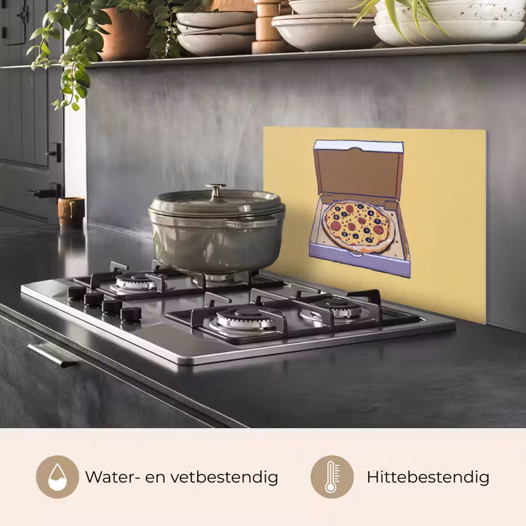 Spatscherm keuken - Pizza - Doos - Salami - Illustratie — 7