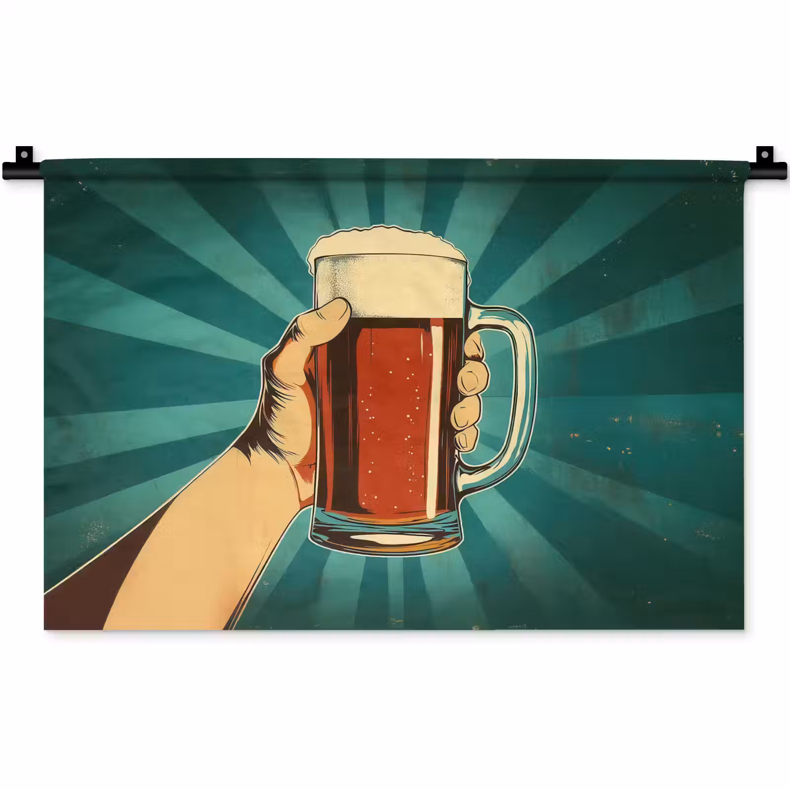 Wandkleed - Bierglas - Schuim - Retro - Groen — 1
