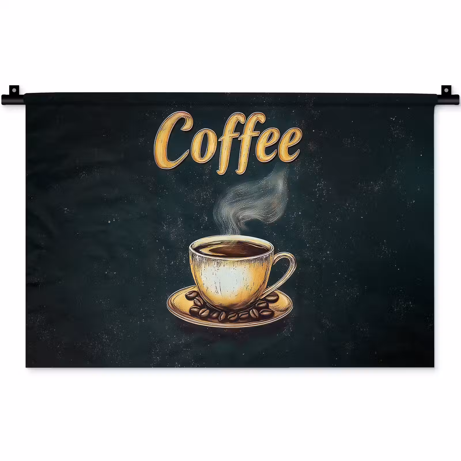 Wandkleed - Koffie - Schotel - Koffiebonen - Retro — 1