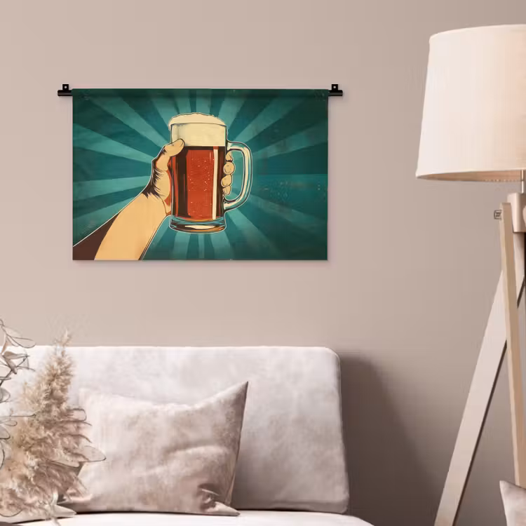 Wandkleed - Bierglas - Schuim - Retro - Groen — 2