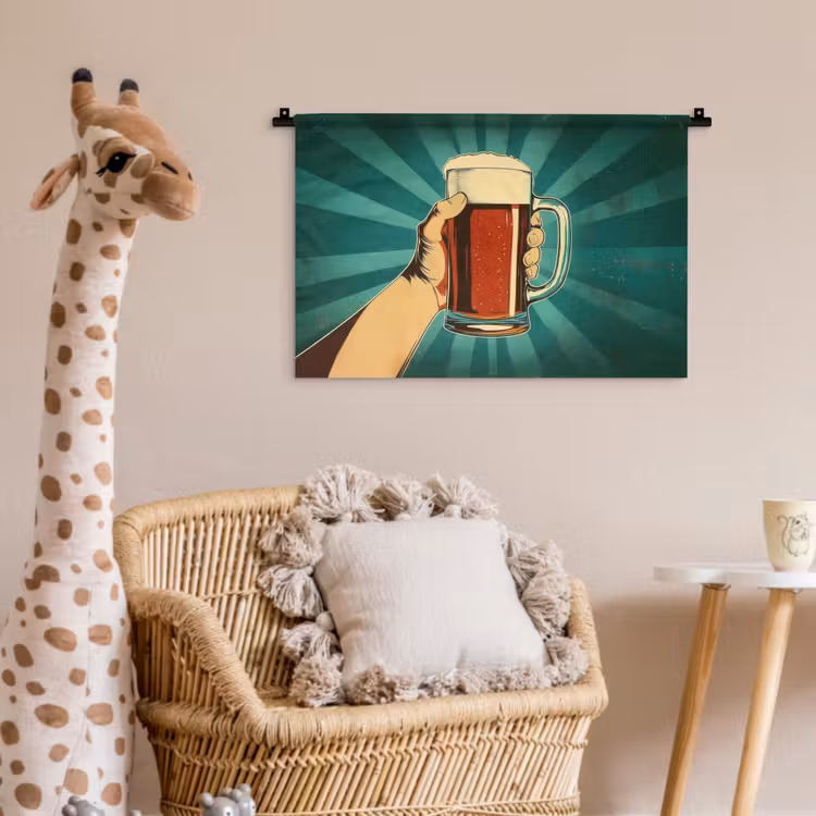 Wandkleed - Bierglas - Schuim - Retro - Groen — 5