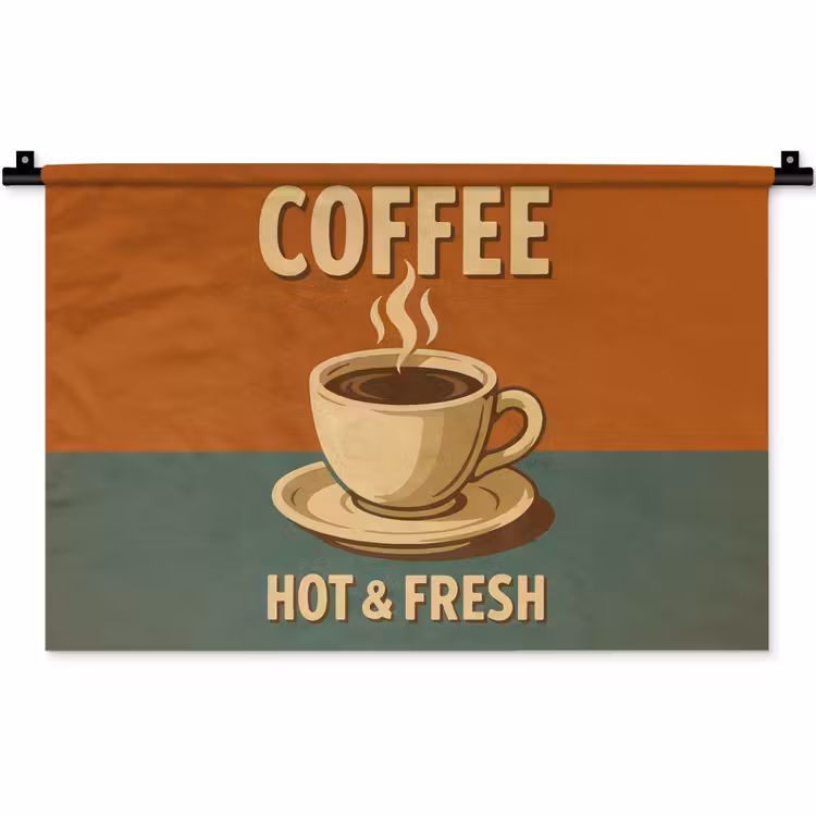 Wandkleed - Koffie - Kop - Vintage - Quote — 1