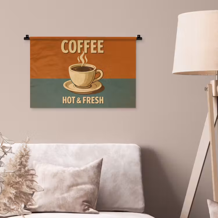 Wandkleed - Koffie - Kop - Vintage - Quote — 2