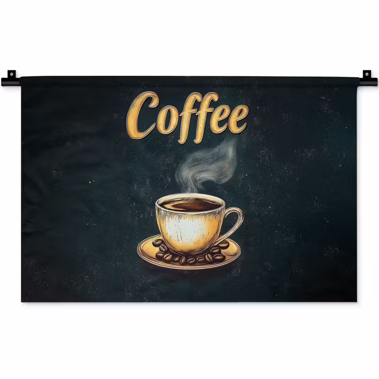 Wandkleed - Koffie - Schotel - Koffiebonen - Retro — 1