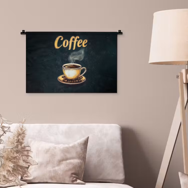 Wandkleed - Koffie - Schotel - Koffiebonen - Retro — 2