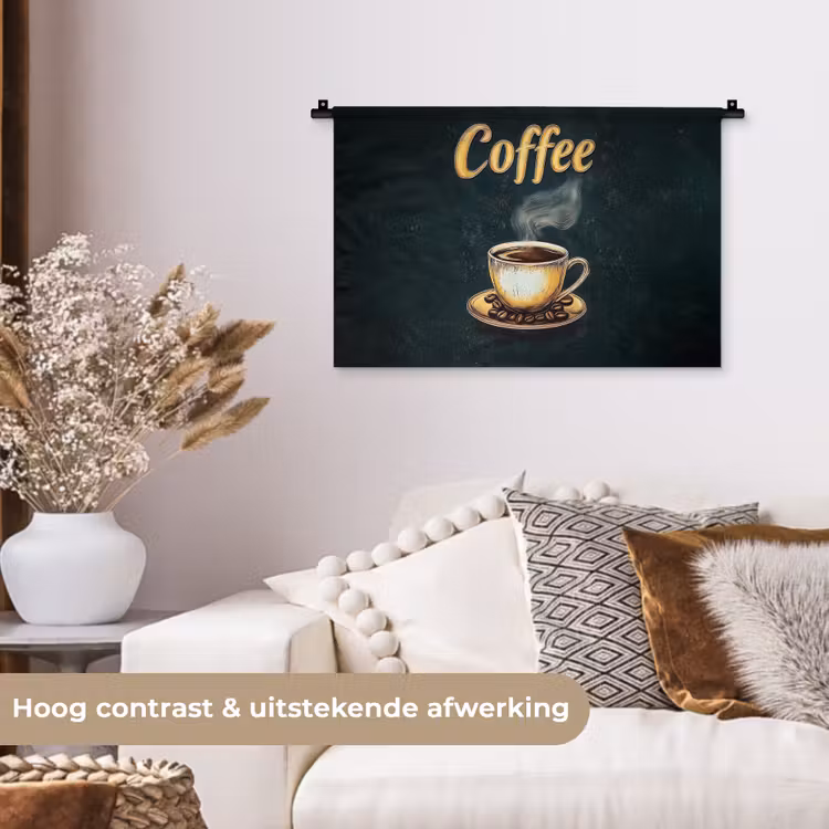 Wandkleed - Koffie - Schotel - Koffiebonen - Retro — 4