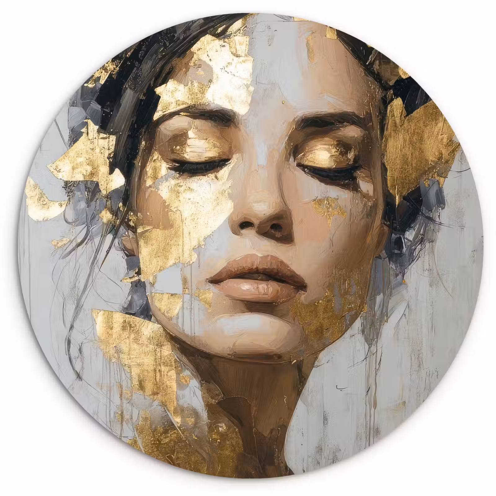 Muurcirkel - Sierlijk - Vrouw - Goud - Ogen — 1