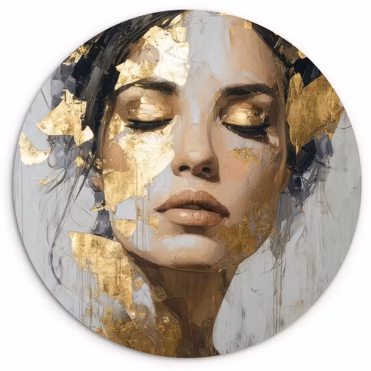 Muurcirkel - Sierlijk - Vrouw - Goud - Ogen — 1