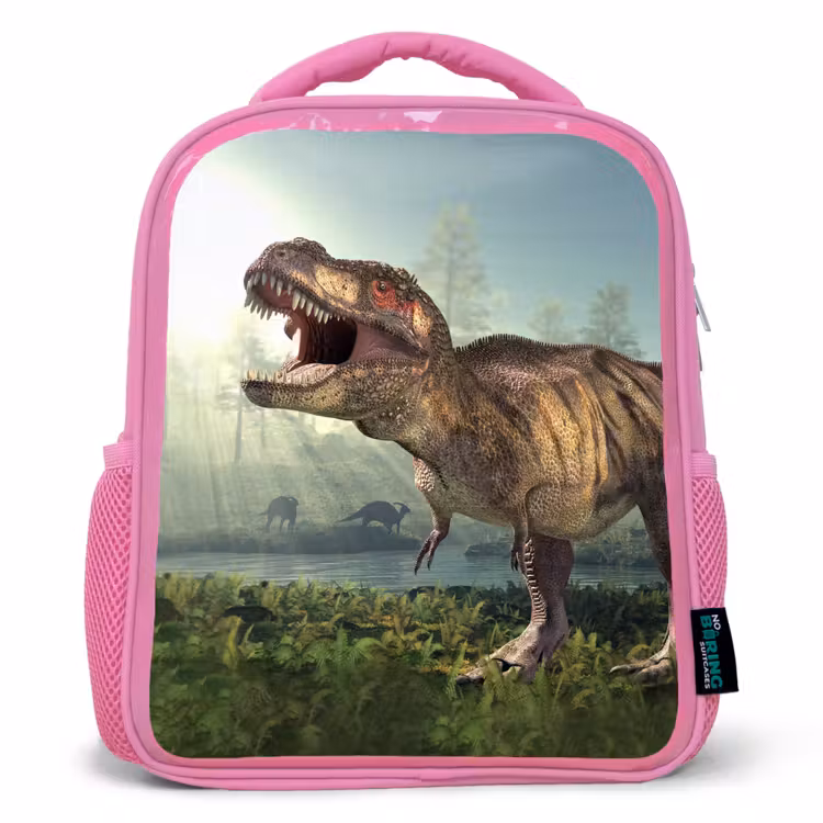 Rugzak kind - roze - Dino - Gras - Tekening - Kinderen - Jongens — 1