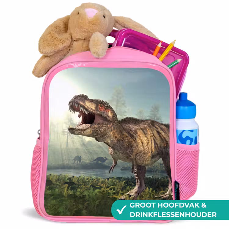Rugzak kind - roze - Dino - Gras - Tekening - Kinderen - Jongens — 2