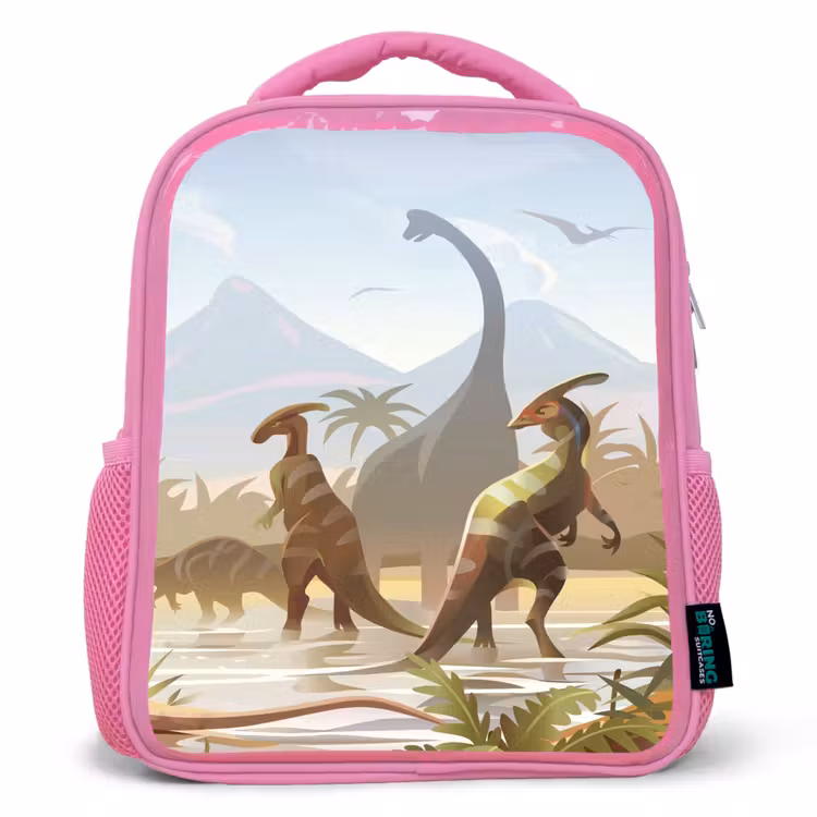 Rugzak kind - roze - Dinosaurus - Landschap - Tropisch - Kinderen - Jongens — 1