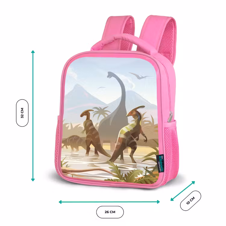 Rugzak kind - roze - Dinosaurus - Landschap - Tropisch - Kinderen - Jongens — 3