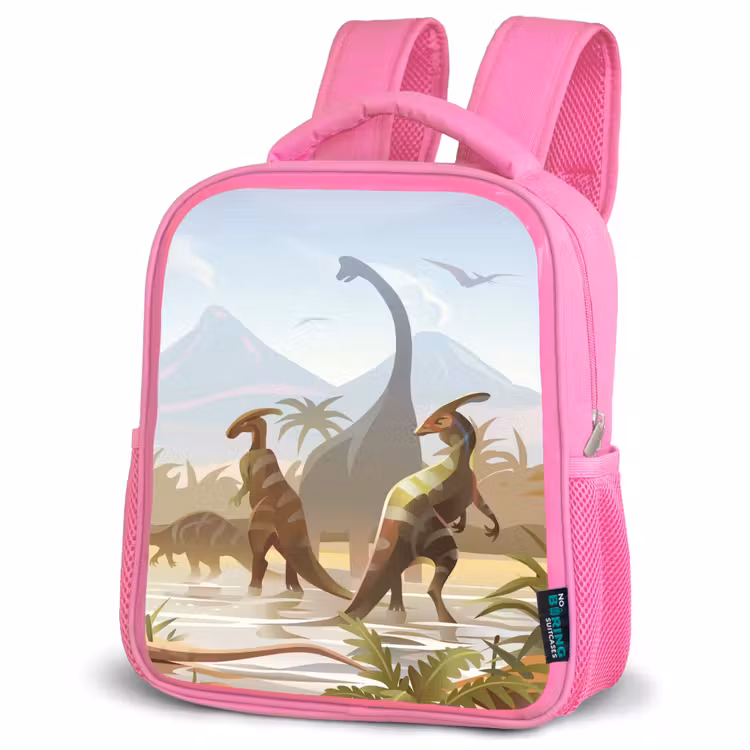 Rugzak kind - roze - Dinosaurus - Landschap - Tropisch - Kinderen - Jongens — 4