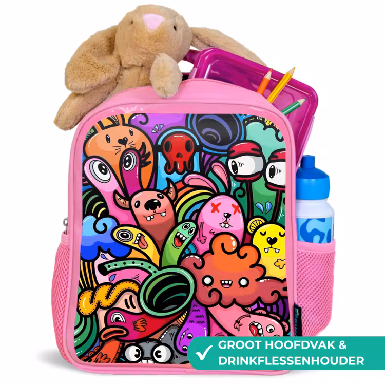 Rugzak kind - roze - Vrolijke Monsterchaos — 2