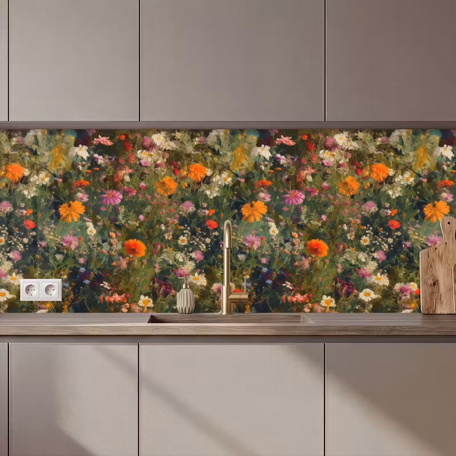 Keuken achterwand - Bloemenveld - Kleuren - Verf — 1