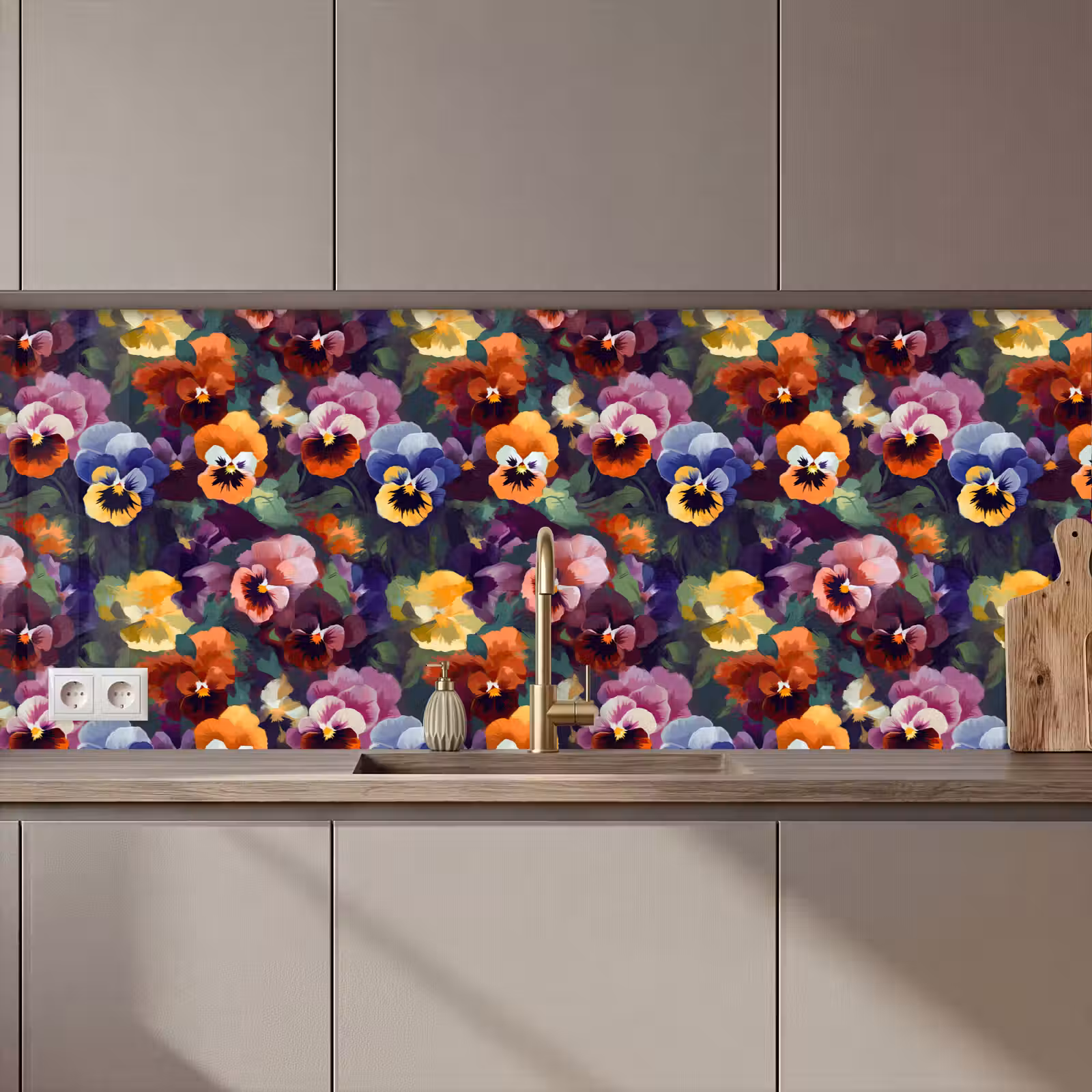 Keuken achterwand - Viooltjes - Kleuren - Bloemblaadjes — 1