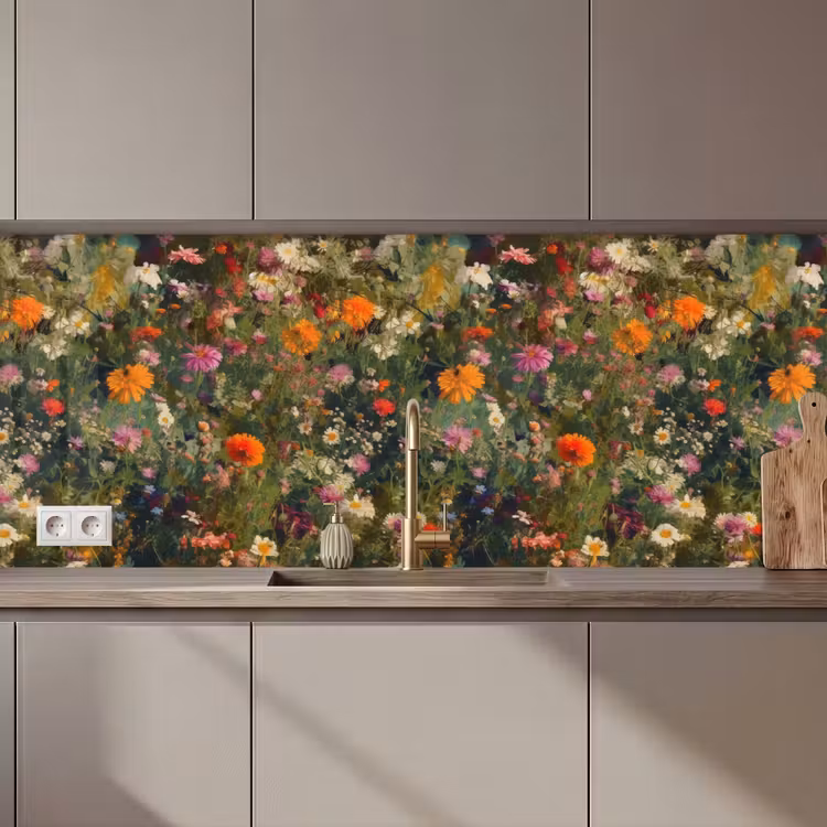 Keuken achterwand - Bloemenveld - Kleuren - Verf — 1