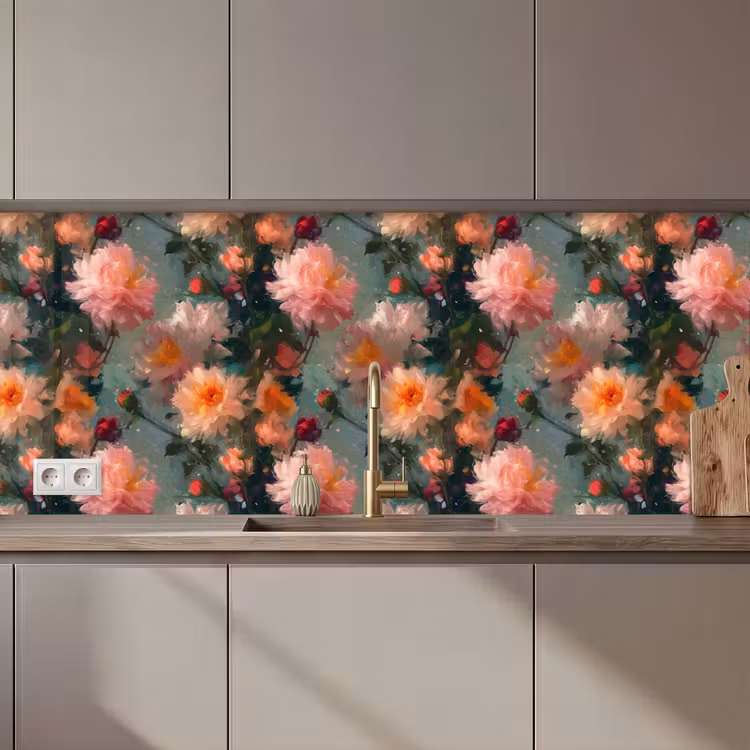 Keuken achterwand - Dahlia - Bloemen - Patroon — 1