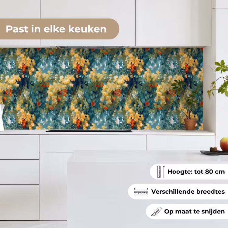 Keuken achterwand - Geel - Bloemen - Groen - Bladeren — 4