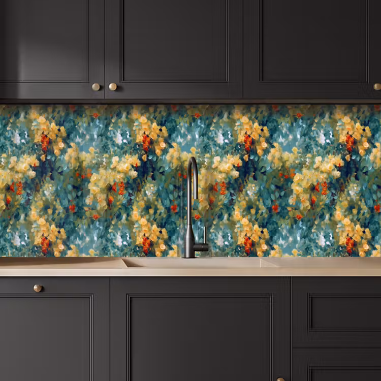 Keuken achterwand - Geel - Bloemen - Groen - Bladeren — 6
