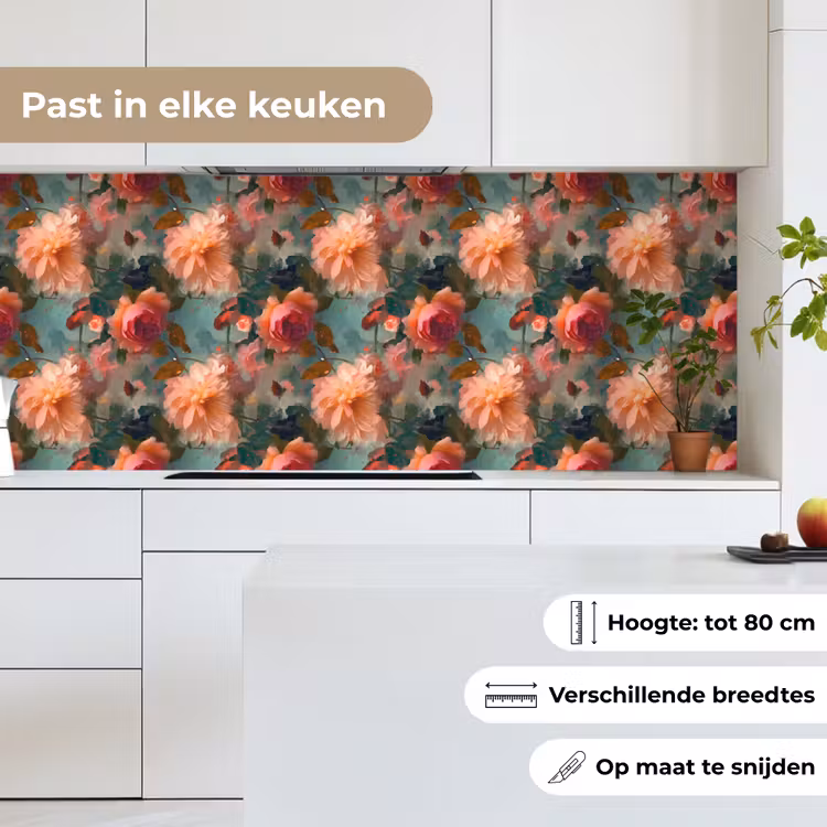 Keuken achterwand - Roze - Patroon - Bloemen — 4