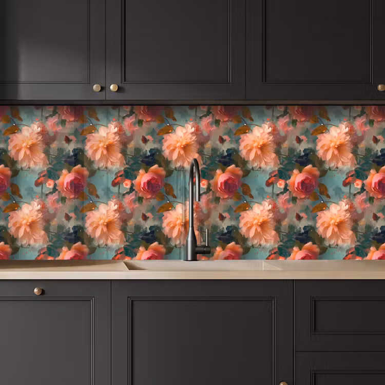 Keuken achterwand - Roze - Patroon - Bloemen — 6