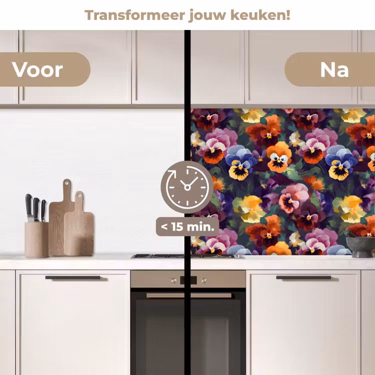 Keuken achterwand - Viooltjes - Kleuren - Bloemblaadjes — 2