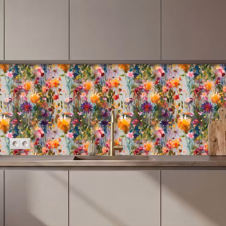 Keuken achterwand - Zomers - Kleurrijk - Patroon - Bloemen — 1