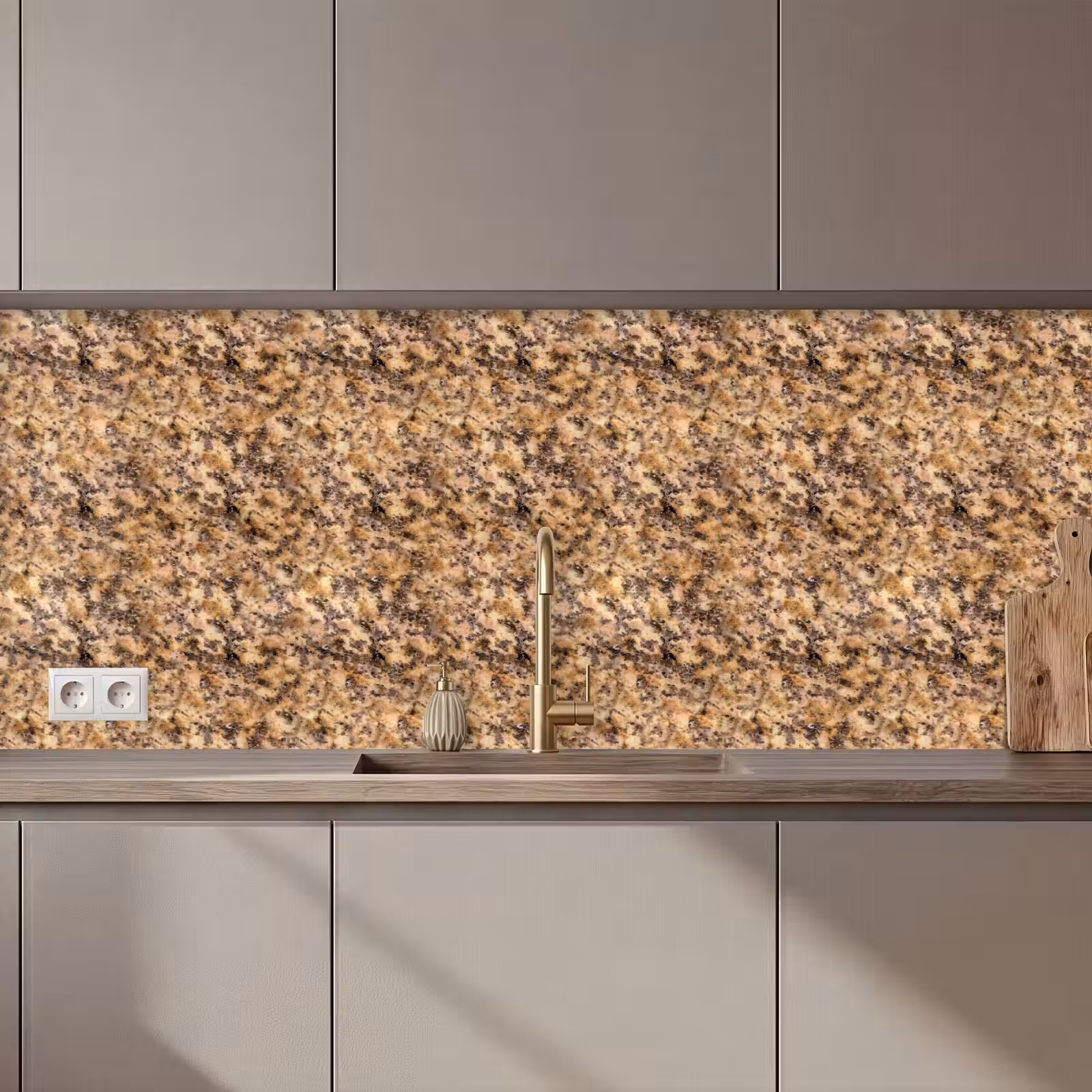 Keuken achterwand - Bruin - Roze - Graniet — 1