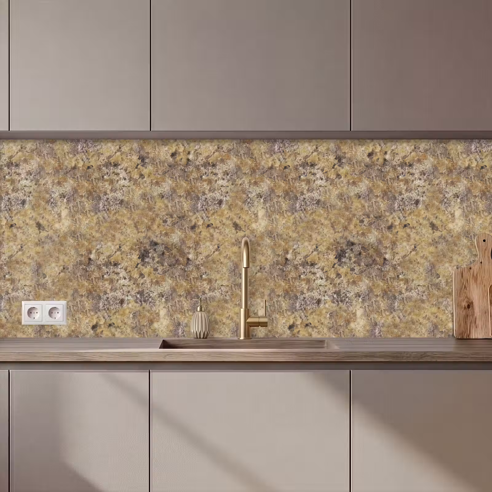 Keuken achterwand - Bruin - Wit - Vlekken - Graniet — 1