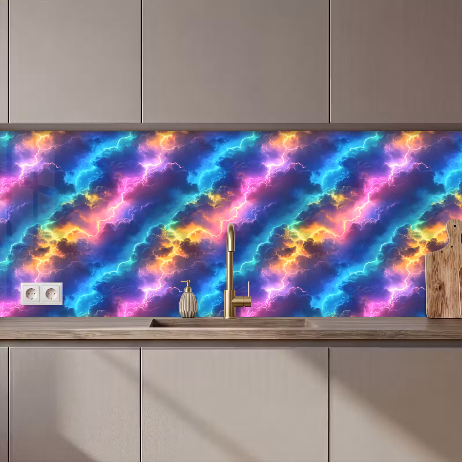 Keuken achterwand - Storm - Bliksem - Regenboog — 1