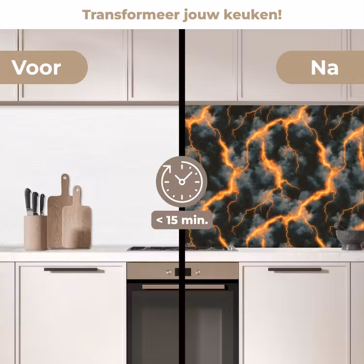 Keuken achterwand - Oranje - Bliksem - Wolken — 2