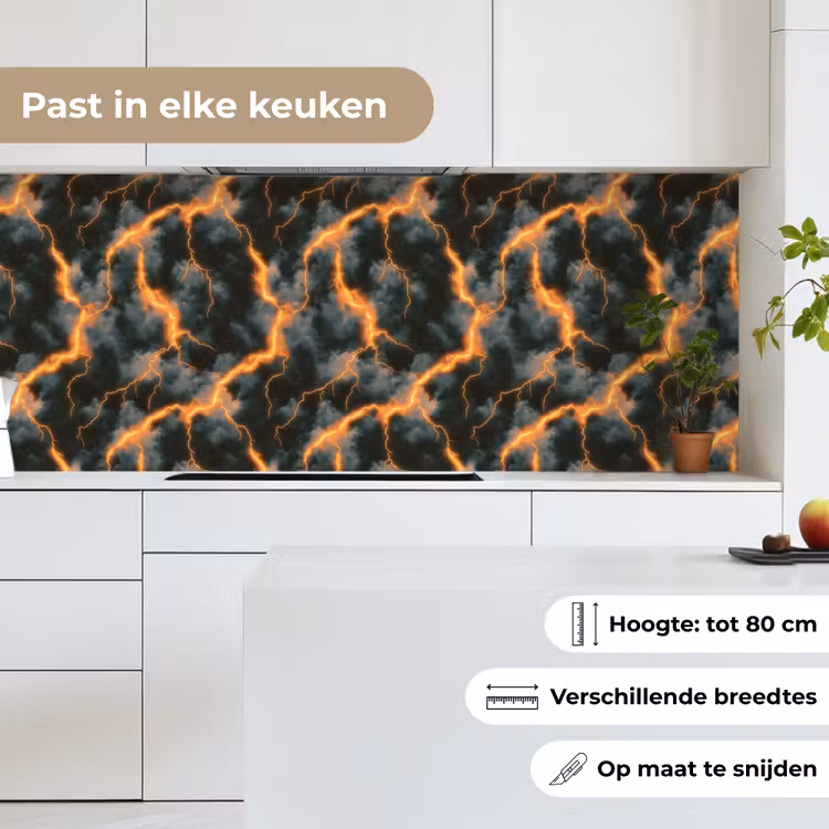Keuken achterwand - Oranje - Bliksem - Wolken — 4