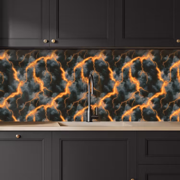 Keuken achterwand - Oranje - Bliksem - Wolken — 6