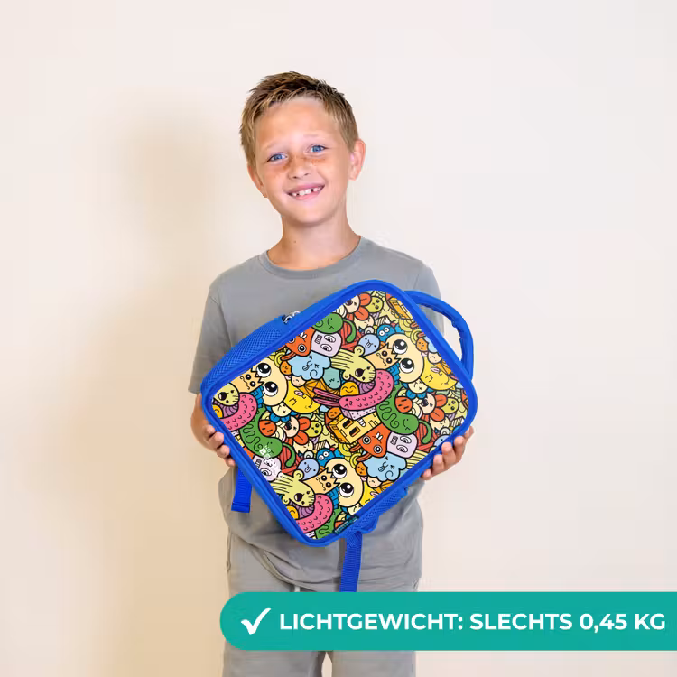 Rugzak kind - blauw - Fantasiedieren die lachen en kleurrijk zijn — 2