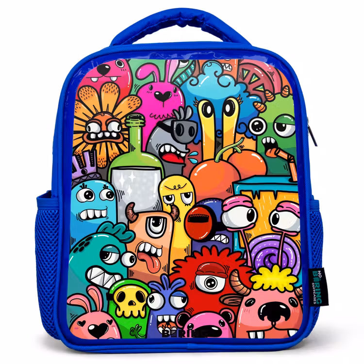 Rugzak kind - blauw - Knallende gekleurde monsters — 1